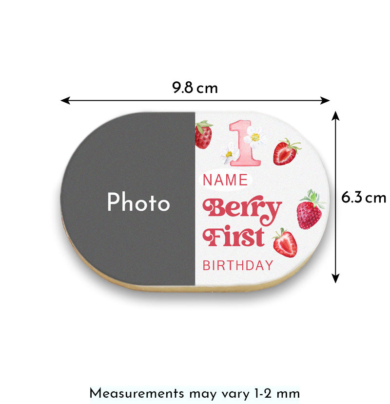 Berry First Birthday Cookies with Photo and Name