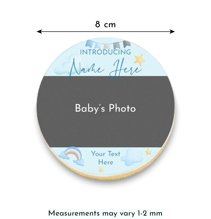 Dreamy Baby Boy Arrival Cookies with Photo and Name