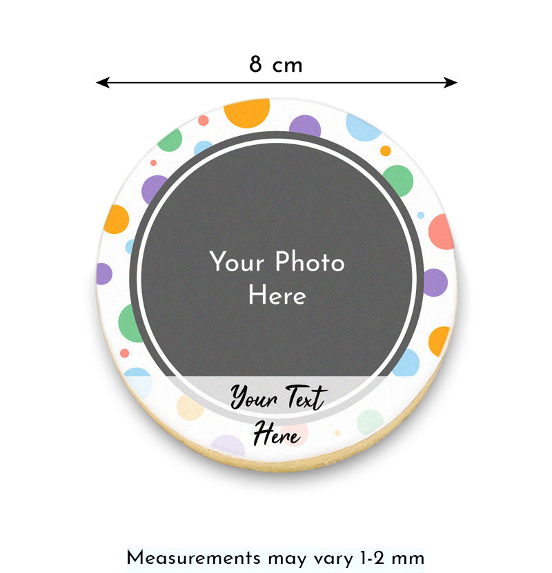 Photo Birthday Cookies with Polka Dot Frame and Text