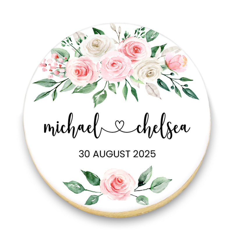 Wedding Roses Cookies with Names and Date