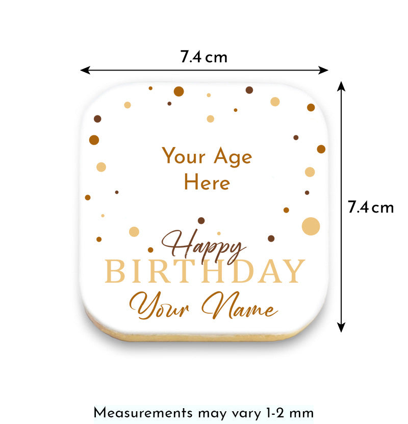 Foil Balloon Numbers Birthday Cookies with Name and Age - Rounded Square