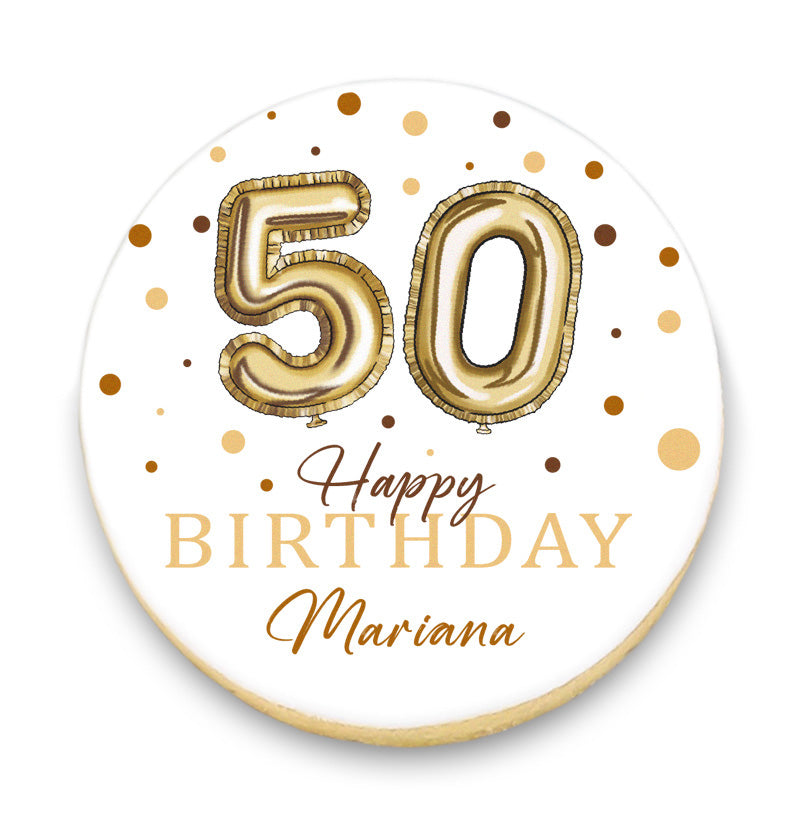 Foil Balloon Numbers Birthday Cookies with Name and Age – Circle