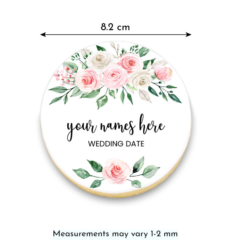 Wedding Roses Cookies with Names and Date