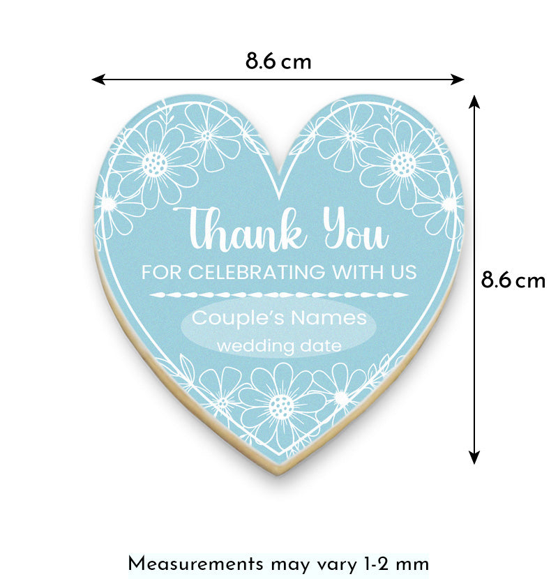 Floral Heart Thank You Cookies with Names and Date