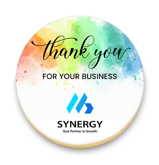 Colourful Thank You Cookies with Logo and Text