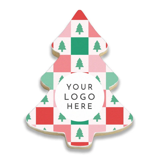 Checkered Christmas Tree Logo Cookies