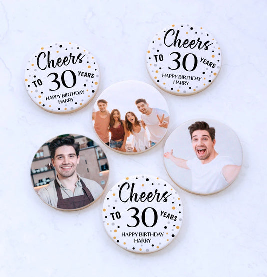 Cheers to [X] Years Birthday Cookie Gift Box with Photos and Name