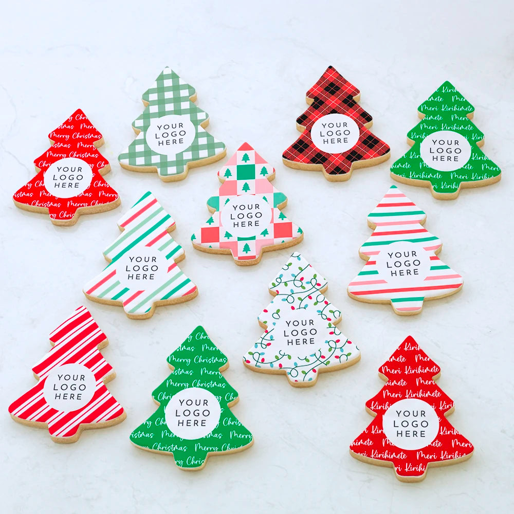 Merry Christmas Tree Logo Cookies