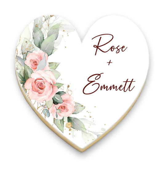 Floral Heart Cookies with Names