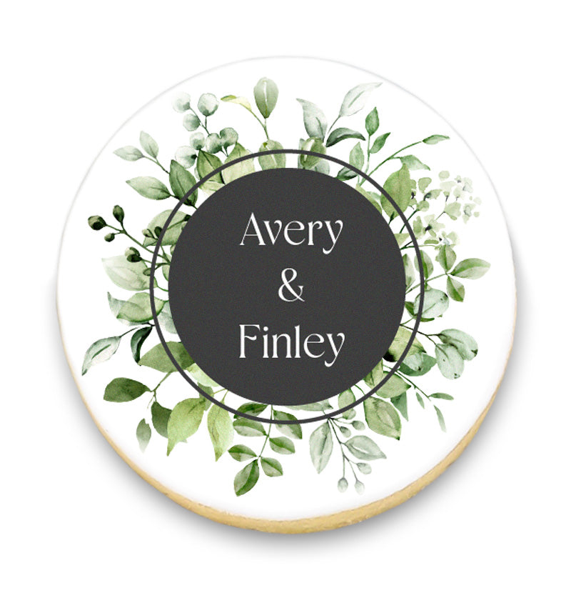 Greenery Wreath Cookies with Names