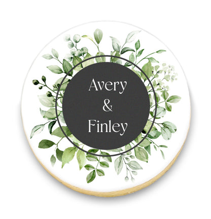 Greenery Wreath Cookies with Names
