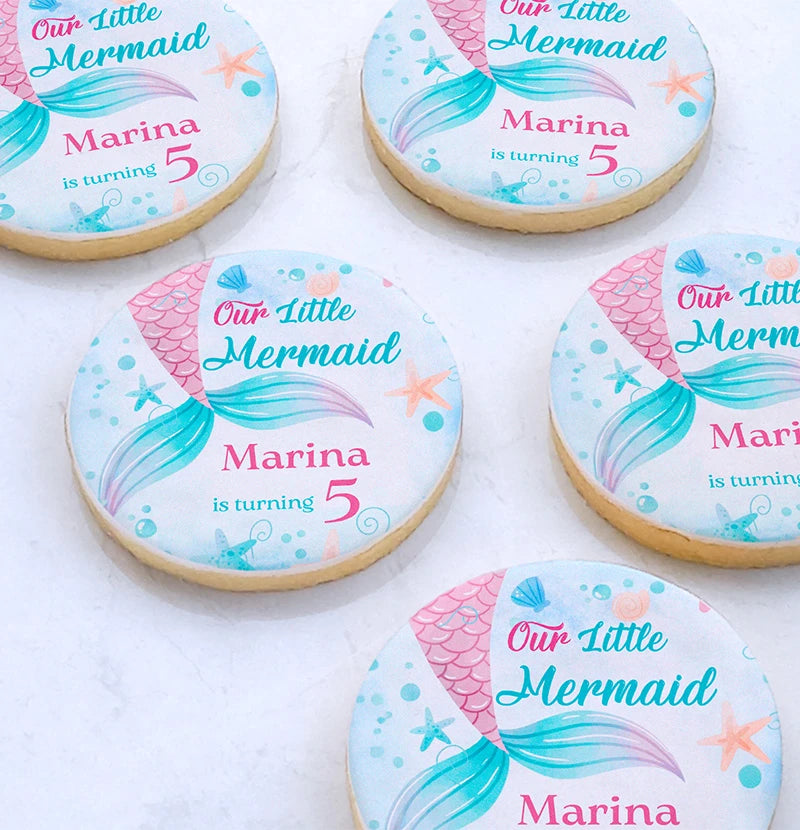 Mermaid Birthday Cookies with Name and Age