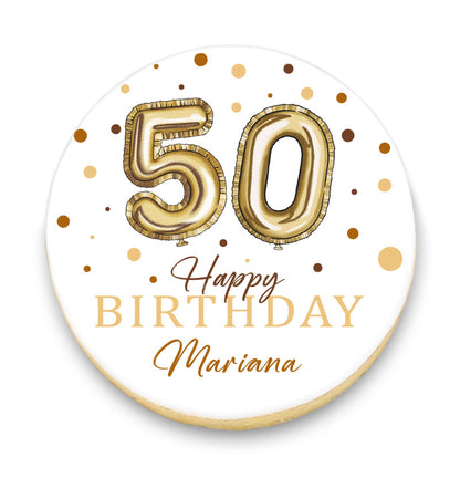 Foil Balloon Numbers Birthday Cookies with Name and Age – Circle