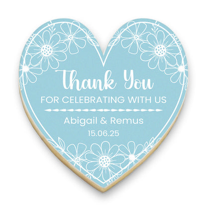 Floral Heart Thank You Cookies with Names and Date