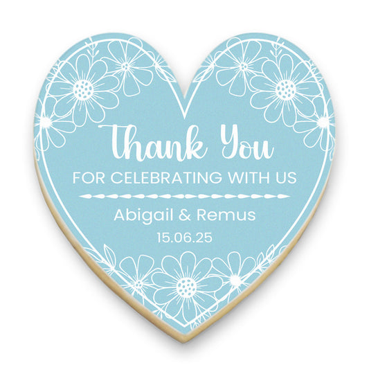 Floral Heart Thank You Cookies with Names and Date