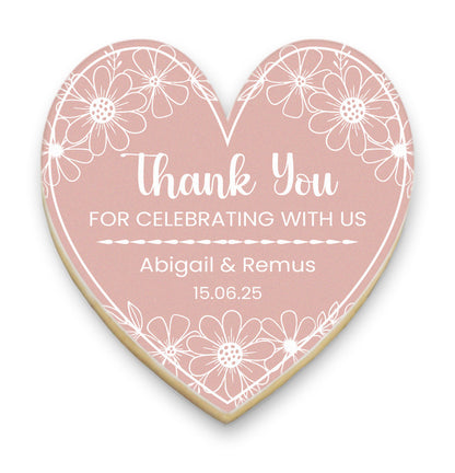 Floral Heart Thank You Cookies with Names and Date