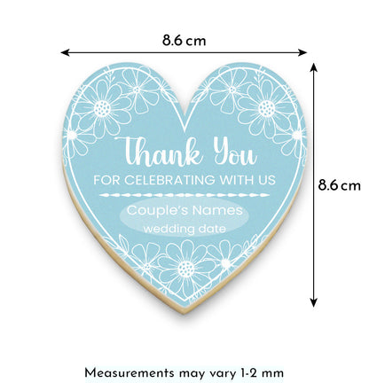 Floral Heart Thank You Cookies with Names and Date